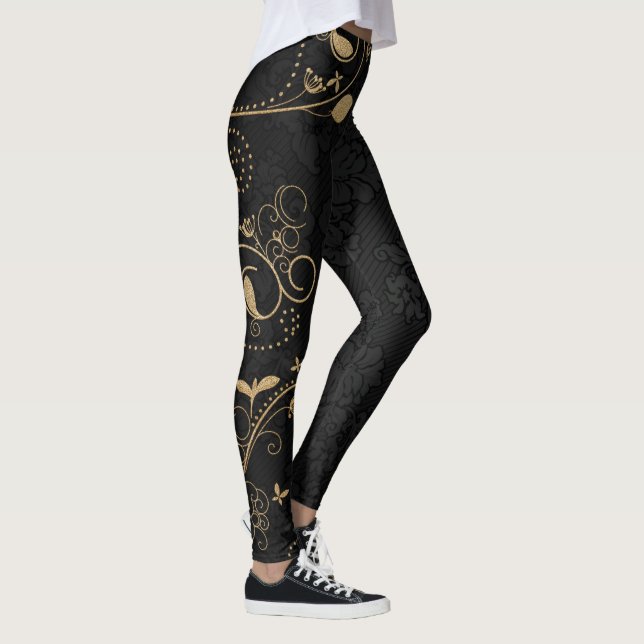 Leggings Motif décoratif noir et or (Droite)
