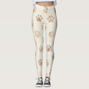 Leggings Motif d'empreinte de patte à l'aquarelle rustique