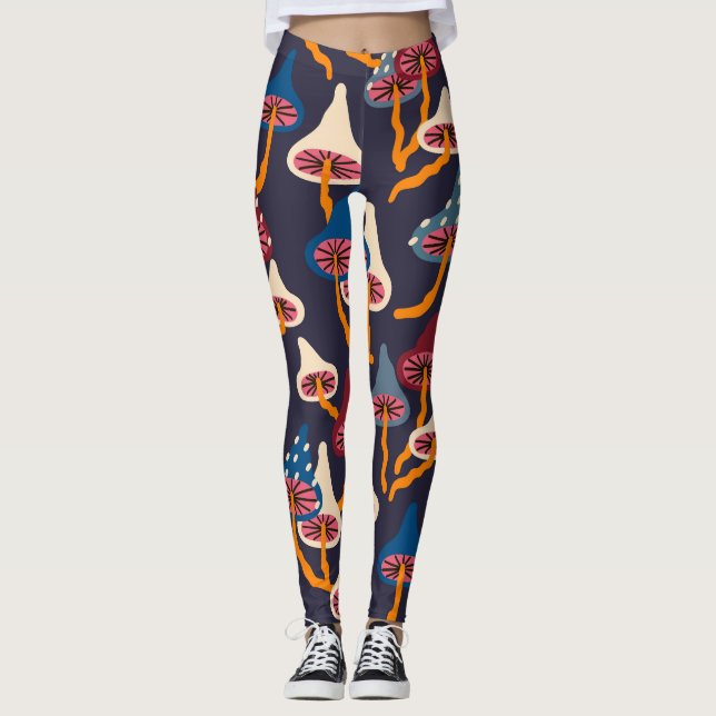 Leggings Motif d'enrobage de tissu d'illustration de champi (Devant)