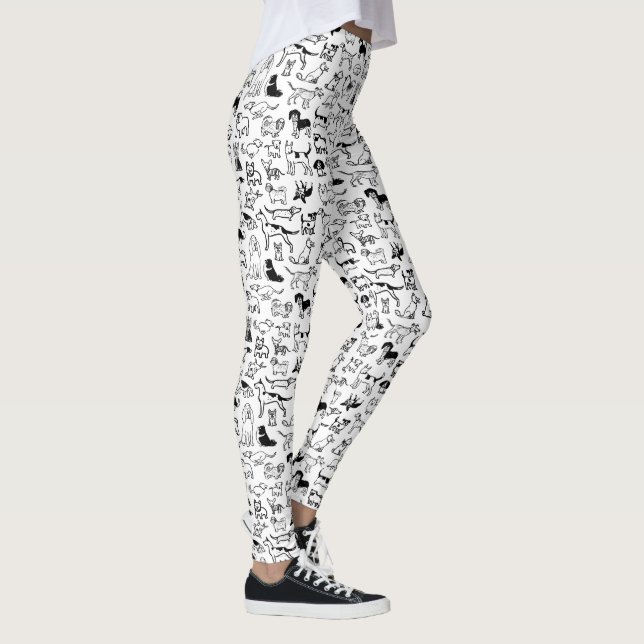Leggings Motif des chiens noirs et blancs| Cute Canine Love (Droite)