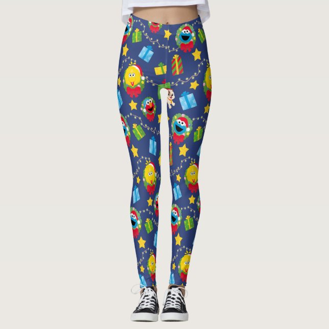 Leggings Motif des lumières de Noël de la rue Sésame (Devant)