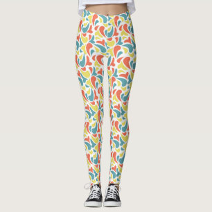 Leggings Motif des vagues rouge, bleu et jaune foncé