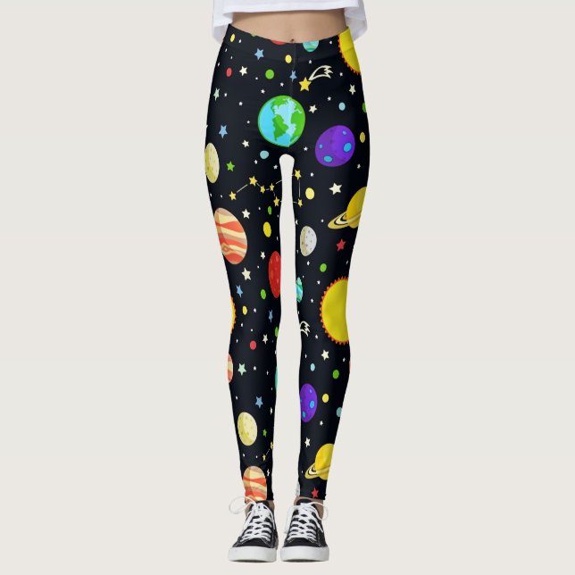 Leggings Motif d'espace amusant (Devant)
