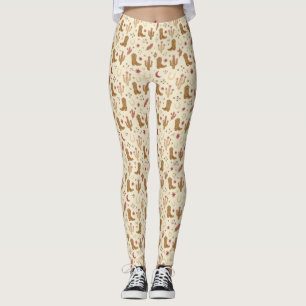 Leggings Motif dessiné à la main de style Country Western