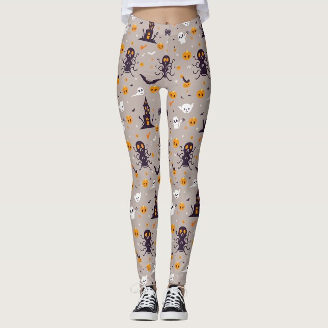 Leggings Motif d'Halloween Éffrayant (Devant)
