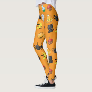 Leggings Motif d'Halloween mignon avec arrière - plan orang