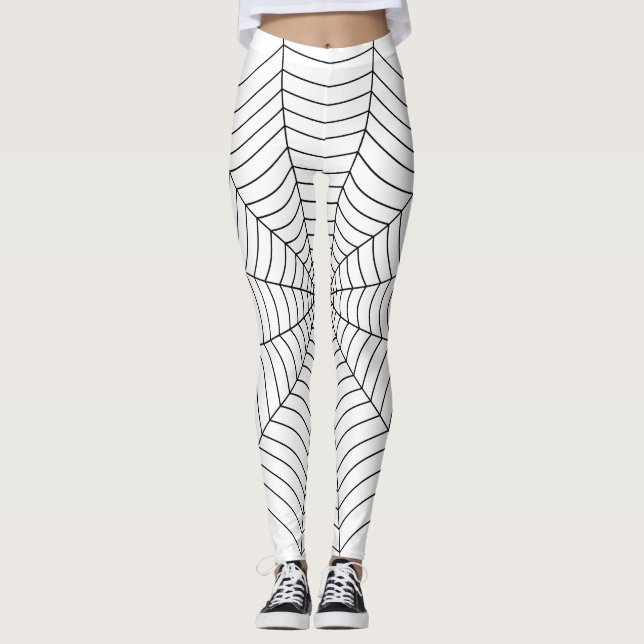Leggings Motif d'Halloween noir blanc araignée (Devant)