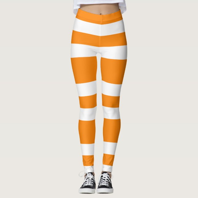 Leggings Motif d'Halloween orange et blanc (Devant)