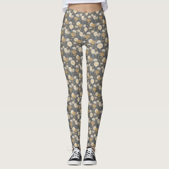 Leggings Motif d'horloge Dandelion (Devant)