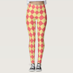 Leggings Motif diamant Coral Yellow Checker