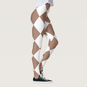 Leggings Motif diamant en blanc et Mocha Mousse