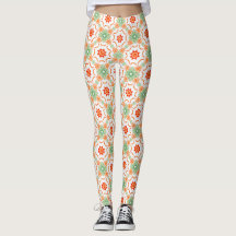 Motif diamant floral vert vibrant et terracotta