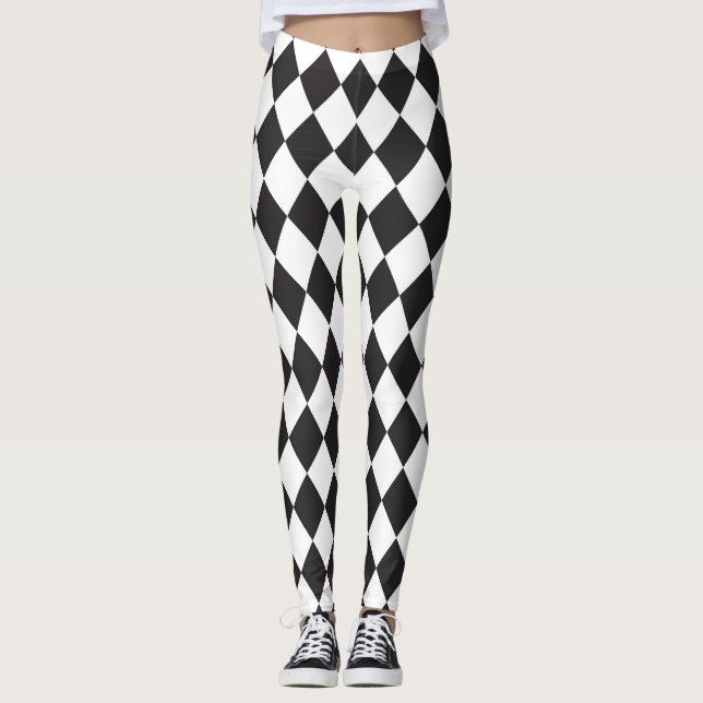 Leggings Motif Diamant noir et blanc (Devant)