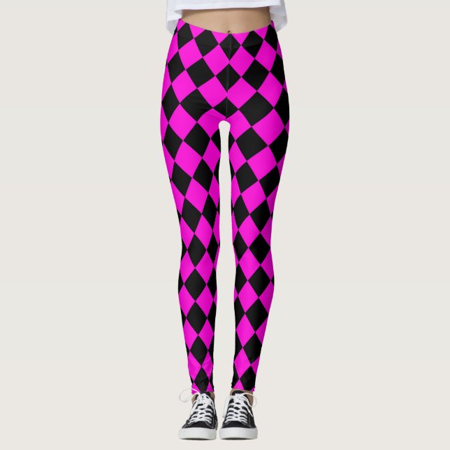Leggings Motif diamant rose noir Checker (Devant)
