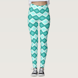 Leggings Motif diamant turquoise