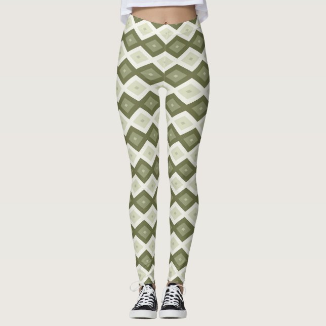 Leggings Motif diamant vert olive (Devant)