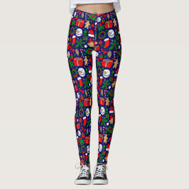 Leggings Motif d'icône de Noël amusant