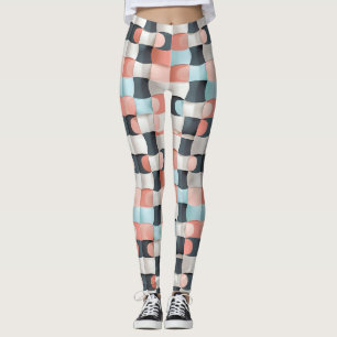 Leggings Motif d'illusion géométrique incurvée 3D moderne