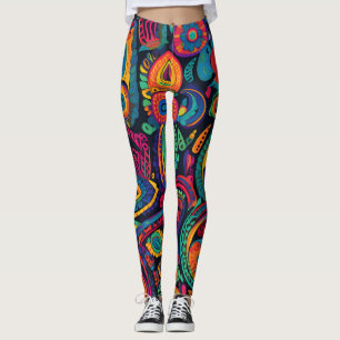 Leggings Motif d'impression couleur vive