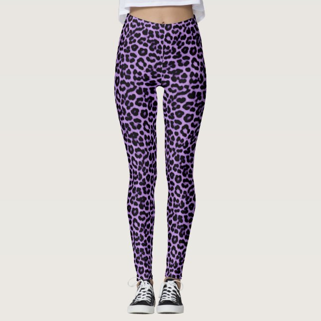 Leggings Motif d'impression des points de léopard pourpre (Devant)