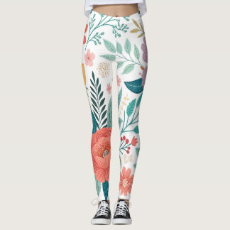 Leggings Motif d'impression floral vibrant sur toute la sur