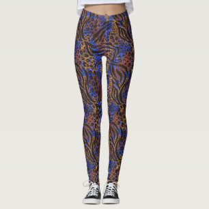 Leggings Motif d'impression Leopard et Zebra