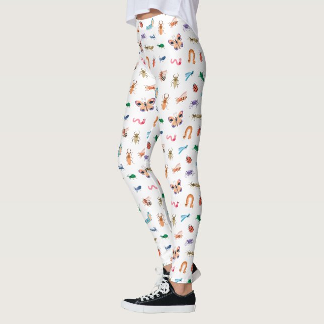 Leggings Motif d'insectes coloré mignon (Gauche)