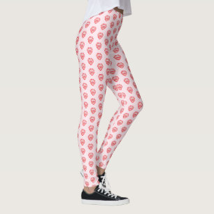 Leggings Motif d'oeuvres de coeur rose et rouge