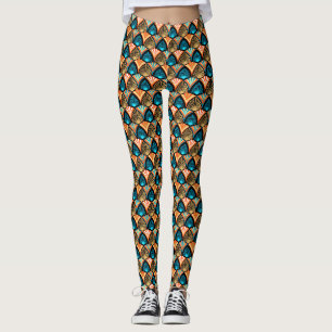 Leggings Motif d'or feuille en palmier géométrique Art Déco