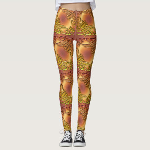 Leggings motif d'or métallique
