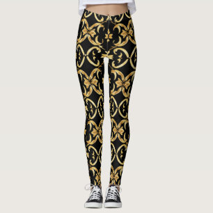 Leggings Motif d'or noir
