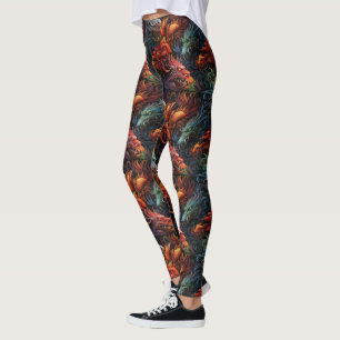 Leggings Motif Dragons Multicolores