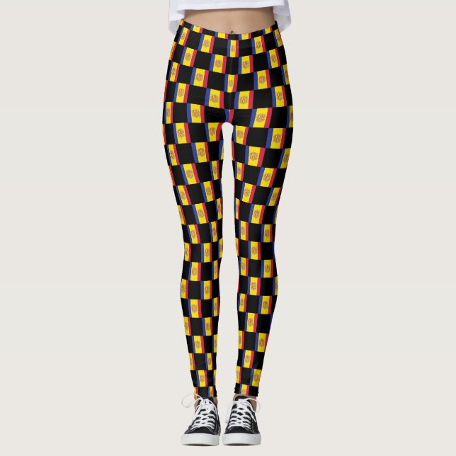 Leggings motif drapeau À damiers Andorre (Devant)