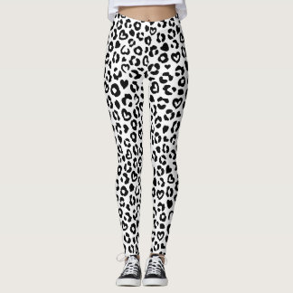 Leggings Motif du coeur du léopard noir