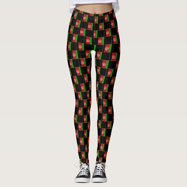 Leggings motif du drapeau À damiers Afghanistan (Devant)