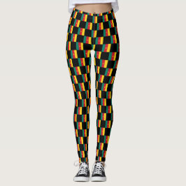 Leggings motif du drapeau À damiers Cameroun