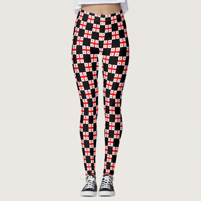 Leggings motif du drapeau À damiers Géorgie (Devant)