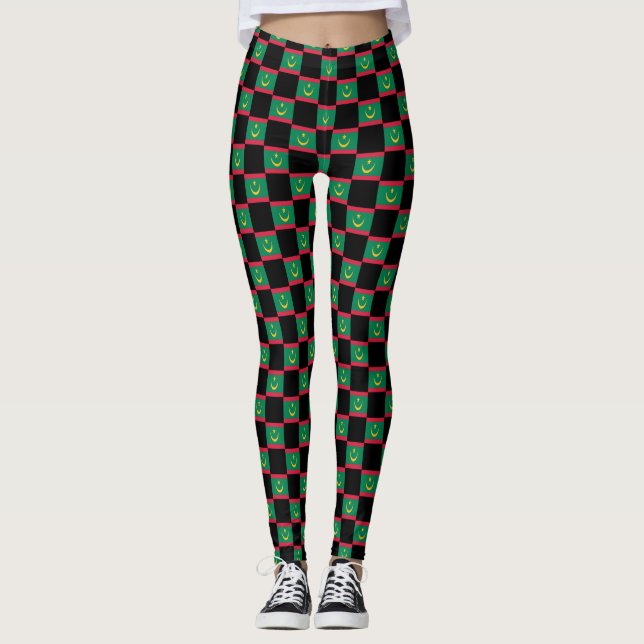 Leggings motif du drapeau À damiers Mauritanie (Devant)