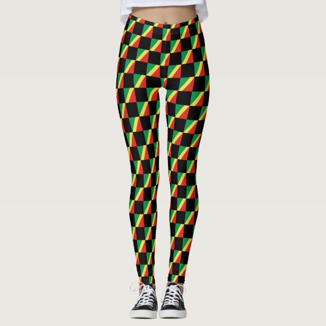 Leggings motif du drapeau À damiers République du Congo (Devant)