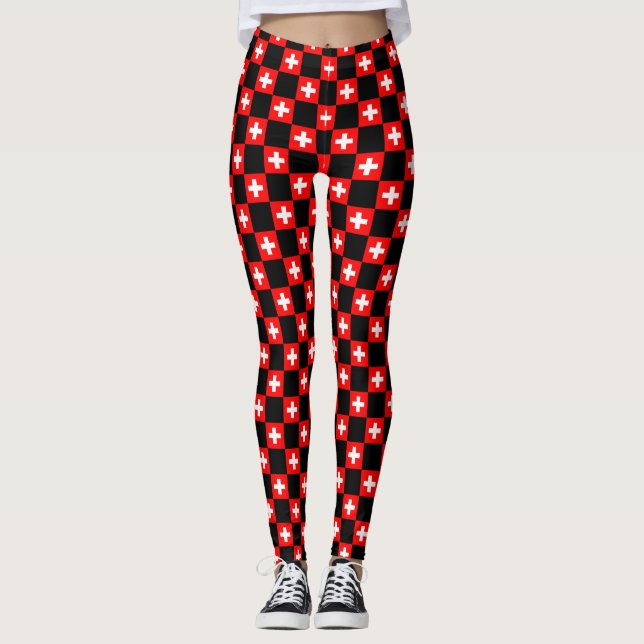 Leggings motif du drapeau À damiers Suisse (Devant)