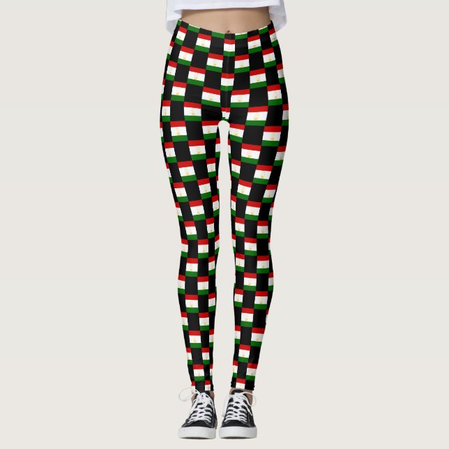 Leggings motif du drapeau À damiers Tadjikistan (Devant)