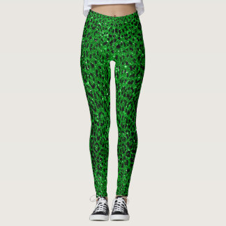 Leggings Motif du léopard de Parties scintillant Emerald Gr