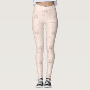 Leggings Motif du zodiaque Cancer en marron et bordeaux
