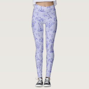 Leggings Motif d'une ligne d'animal marin et voilier