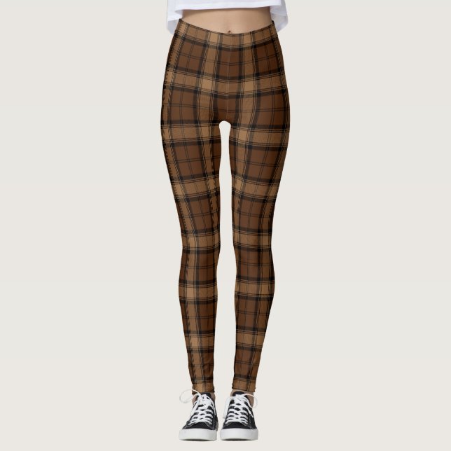 Leggings Motif écossais noir Brown de kilt de plaid de (Devant)