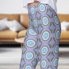 Leggings Motif élégant Blue Bell Peacock Plumes