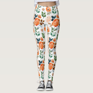 Leggings Motif élégant et sans couture de fleurs à l'aquare