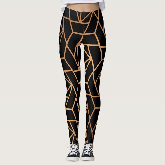 Leggings Motif élégant noir et or (Devant)