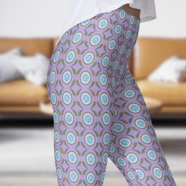 Leggings Motif élégant Pale Purple Peacock Plumes