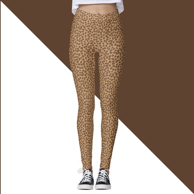 Leggings Motif Empreinte de léopard Brown (Leggings with a fun leopard print pattern in brown)